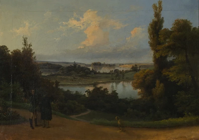 Vista del lago Veisiejai dalla terrazza del parco Justinavas - Museo Nazionale di Varsavia